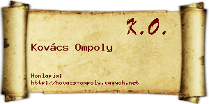 Kovács Ompoly névjegykártya